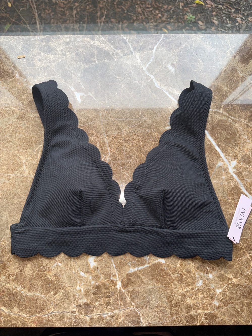Victoria's Secret Black Scalloped Triangle Bikini Top - Deep V